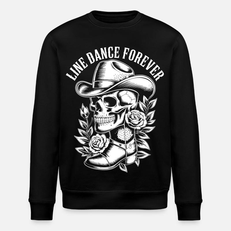 Bone Cowboy with Flower Frame - Stanley/Stella ROLLER Unisex Organic Sweatshirt - black