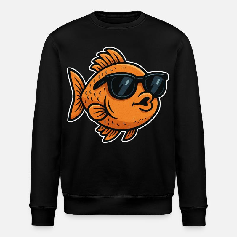 Goldfisch mit Sonnenbrille - Stanley/Stella Unisex Bio-Sweatshirt ROLLER - Schwarz