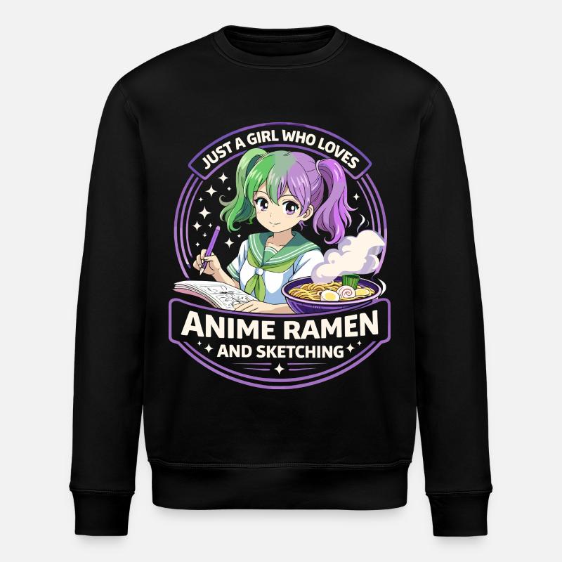 Just a Girl: Anime Ramen Sketching - Stanley/Stella Unisex Bio-Sweatshirt ROLLER - Schwarz