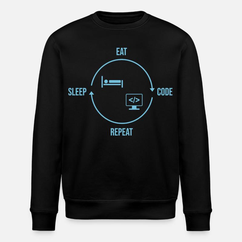 Eat Sleep Code Repeat - Programmer Cycle - Stanley/Stella ROLLER Unisex Organic Sweatshirt - black