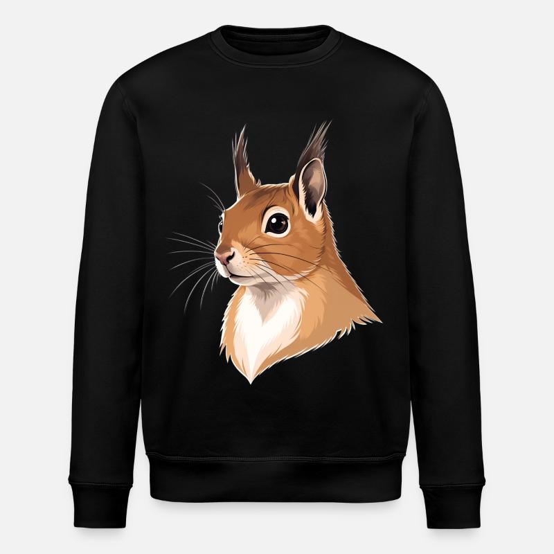 Illustrierter Eichhörnchenkopf - Stanley/Stella Unisex Bio-Sweatshirt ROLLER - Schwarz