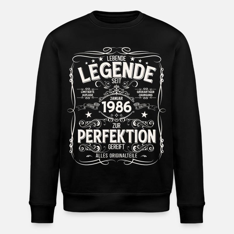 40th Birthday Legend January 1986 - Stanley/Stella ROLLER Unisex Organic Sweatshirt - black