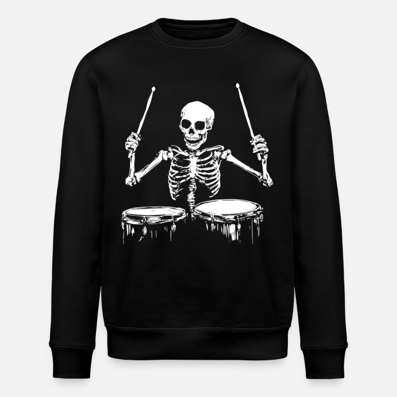 Skeleton Drummer Drums Drummer Drums - Stanley/Stella ROLLER Unisex Organic Sweatshirt - black