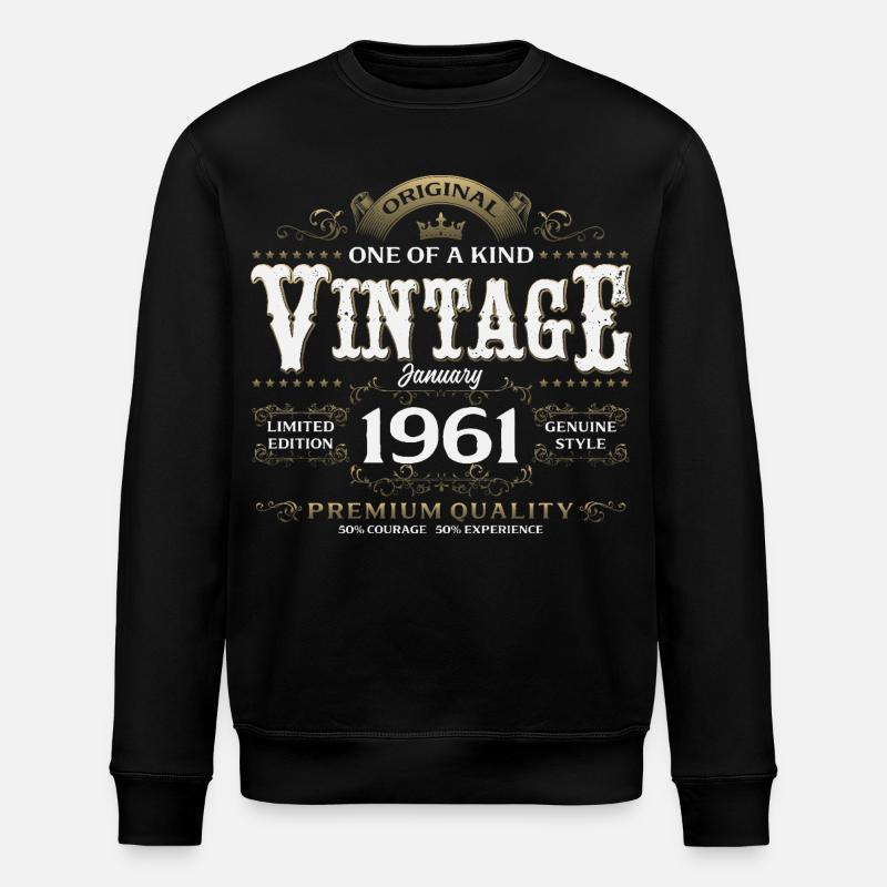65e anniversaire Millésime janvier 1961 - Sweat bio ROLLER Stanley/Stella Unisexe - noir