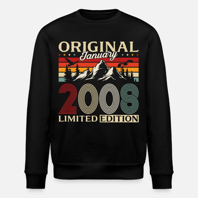 18th Birthday Original January 2008 - Stanley/Stella ROLLER Unisex Organic Sweatshirt - black