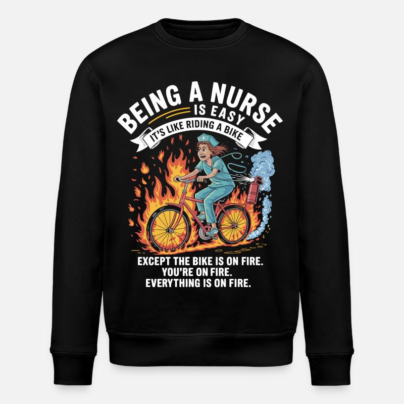 Firing nursing heroine on bicycle - Stanley/Stella ROLLER Unisex Organic Sweatshirt - black