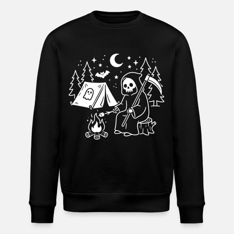 Nächtlicher Grim-Reaper am Lagerfeuer - Stanley/Stella Unisex Bio-Sweatshirt ROLLER - Schwarz