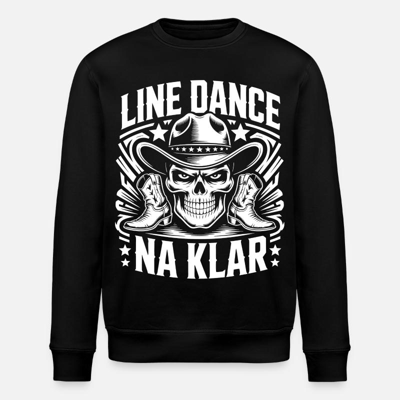 Line Dance Skull Cowboy - Stanley/Stella ROLLER Unisex Organic Sweatshirt - black
