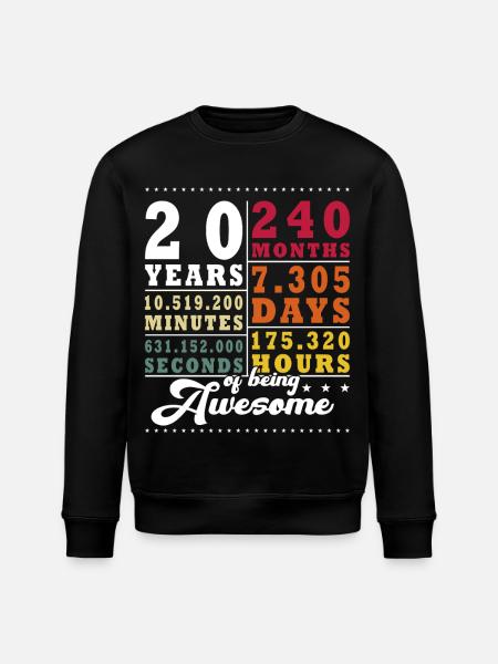 20th Birthday - Wedding Anniversary, Anniversary - Stanley/Stella ROLLER Unisex Organic Sweatshirt - black