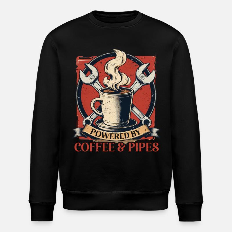Pipelayers Powered By Coffee & Pipes - Stanley/Stella ROLLER Unisex Organic Sweatshirt - black