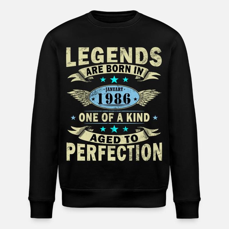 40th Birthday Legend January 1986 - Stanley/Stella ROLLER Unisex Organic Sweatshirt - black