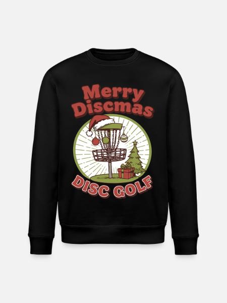 Merry Discmas Disc Golf Funny Flying Disc Basket - Stanley/Stella ROLLER Unisex Organic Sweatshirt - black
