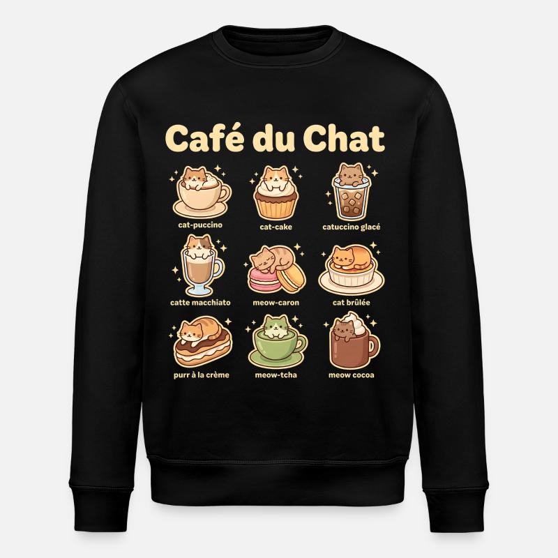Café du Chat Cat Delight - Stanley/Stella ROLLER Unisex Organic Sweatshirt - black