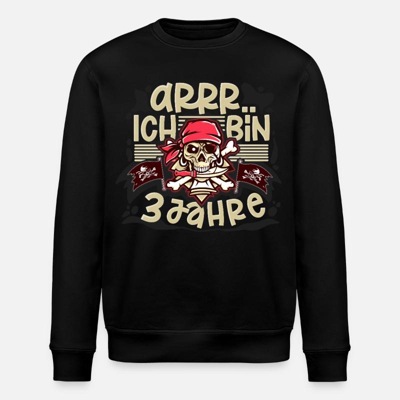 3ème anniversaire Pirate - Sweat bio ROLLER Stanley/Stella Unisexe - noir