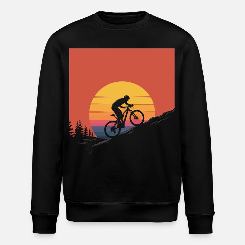 Mountain Biker Sunset Silhouette - Stanley/Stella ROLLER Unisex Organic Sweatshirt - black