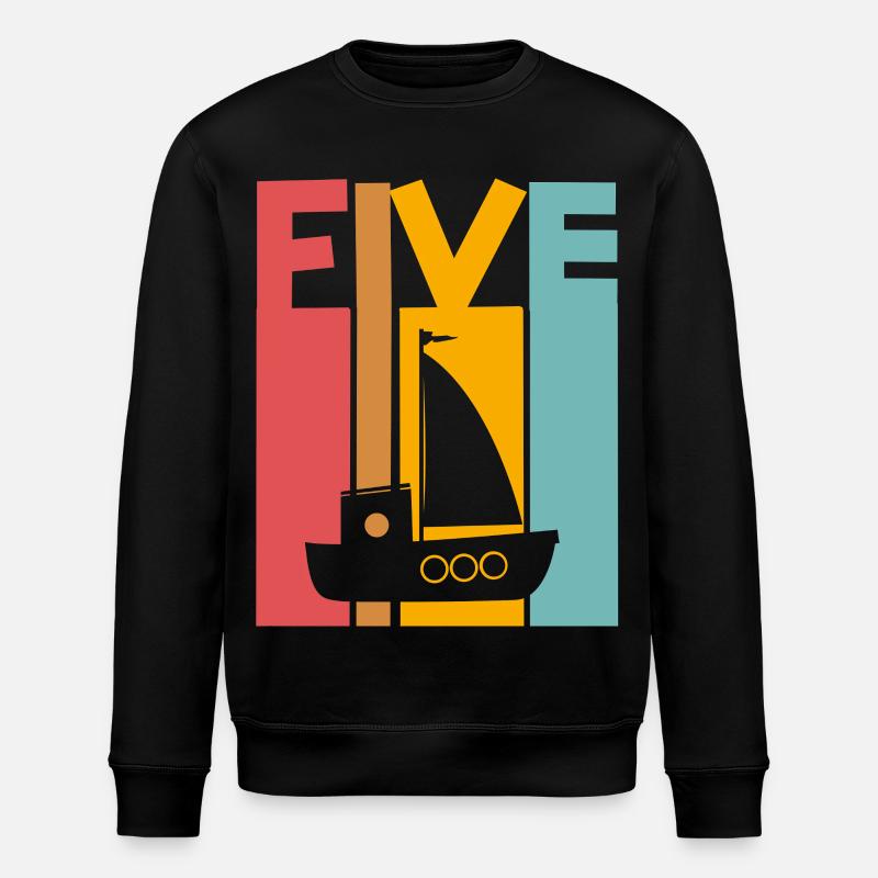 5th Birthday Sailing Ship - Stanley/Stella ROLLER Unisex Organic Sweatshirt - black