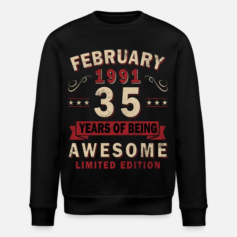 Februar 1991 - Geschenk Februar 1991 - Stanley/Stella Unisex Bio-Sweatshirt ROLLER - Schwarz
