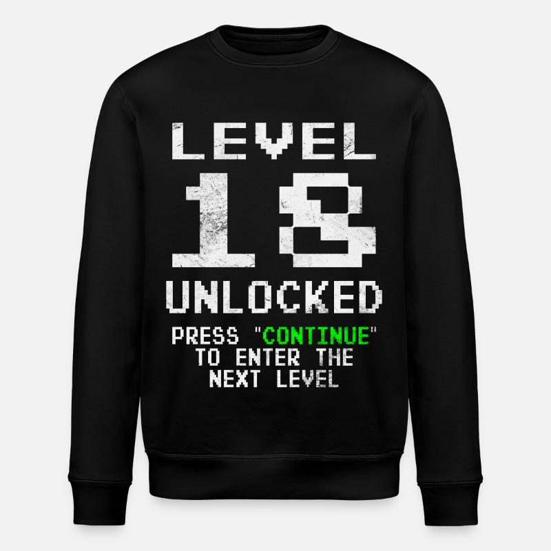 Level 18 Unlocked - Stanley/Stella ROLLER Unisex Organic Sweatshirt - black