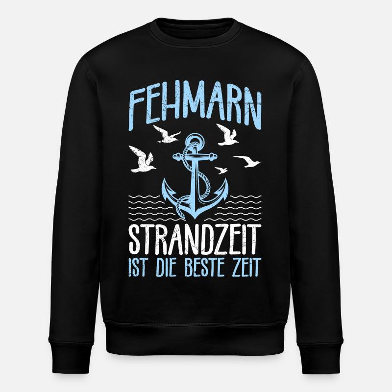 Ostsee FEHMARN STRANDZEIT DIE BESTE ZEIT - Stanley/Stella Unisex Bio-Sweatshirt ROLLER - Schwarz