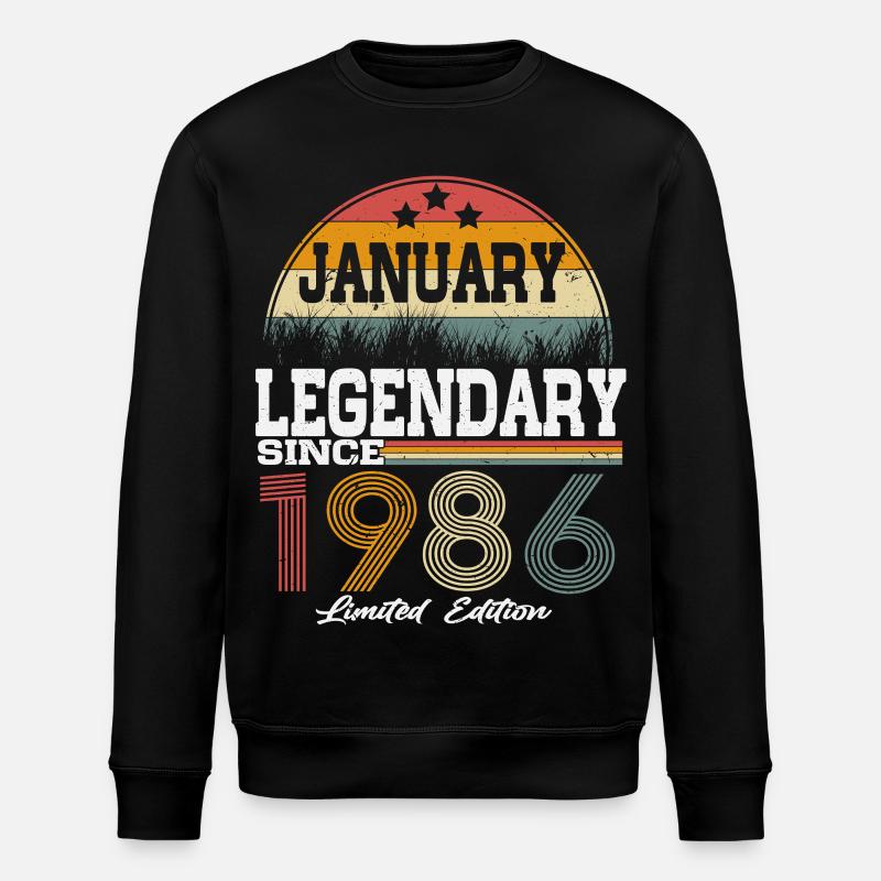 Legenden-wurden-im-Januar-1986-geboren - Stanley/Stella Unisex Bio-Sweatshirt ROLLER - Schwarz