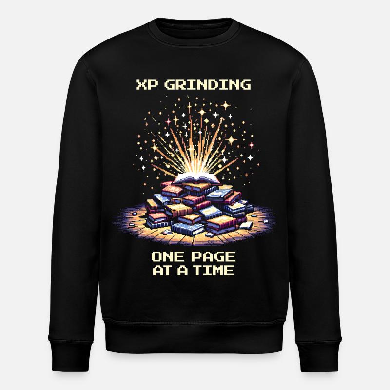 XP grinden | Seite für Seite Lesemotivation - Stanley/Stella Unisex Bio-Sweatshirt ROLLER - Schwarz