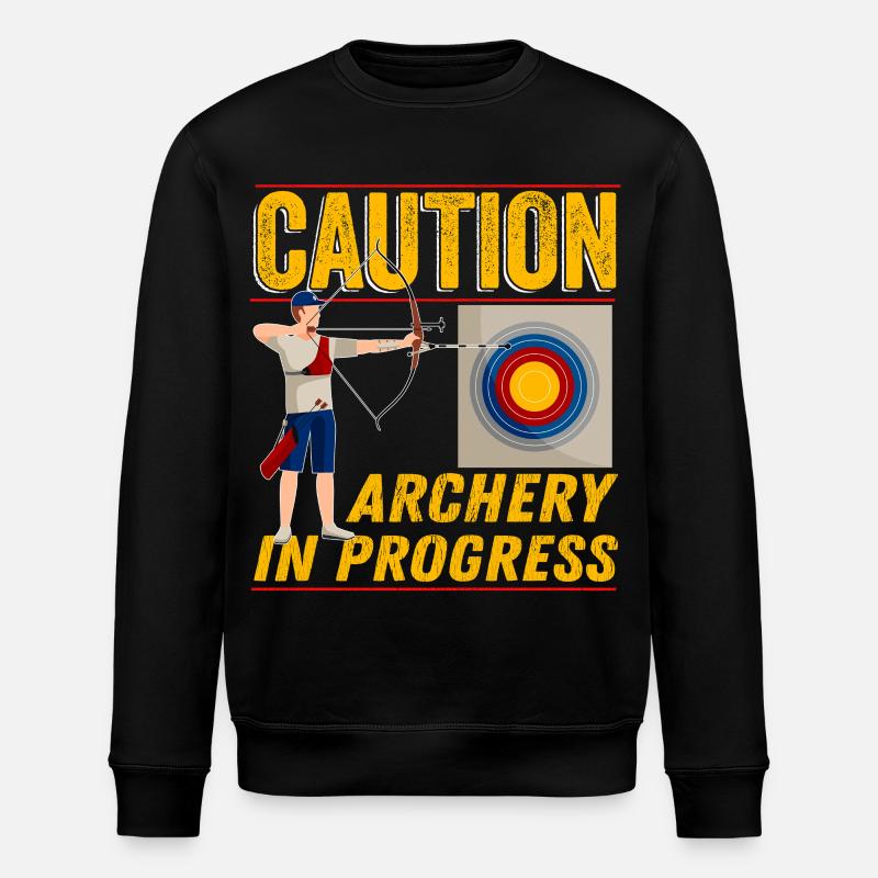 Caution Archery In Progress - Stanley/Stella ROLLER Unisex Organic Sweatshirt - black