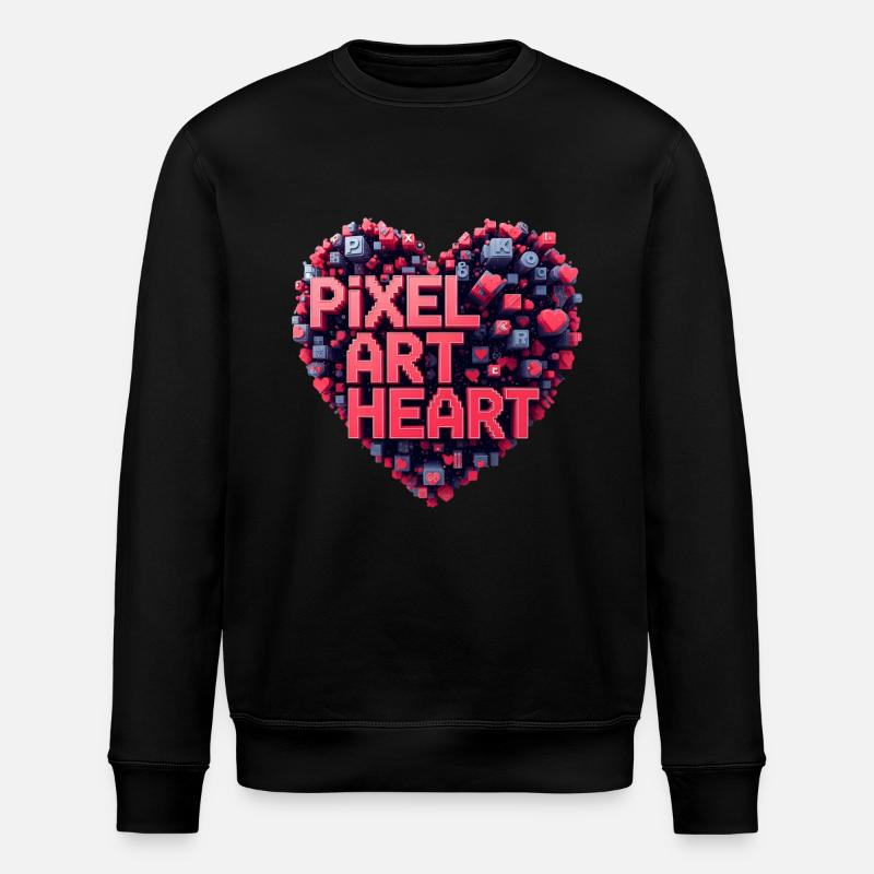 Pixel Art Herz Collage - Stanley/Stella Unisex Bio-Sweatshirt ROLLER - Schwarz