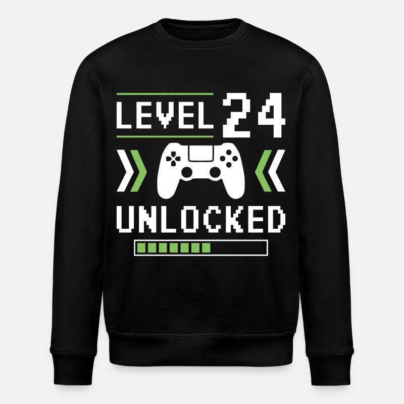 24th Birthday Level 24 unlocked - Stanley/Stella ROLLER Unisex Organic Sweatshirt - black