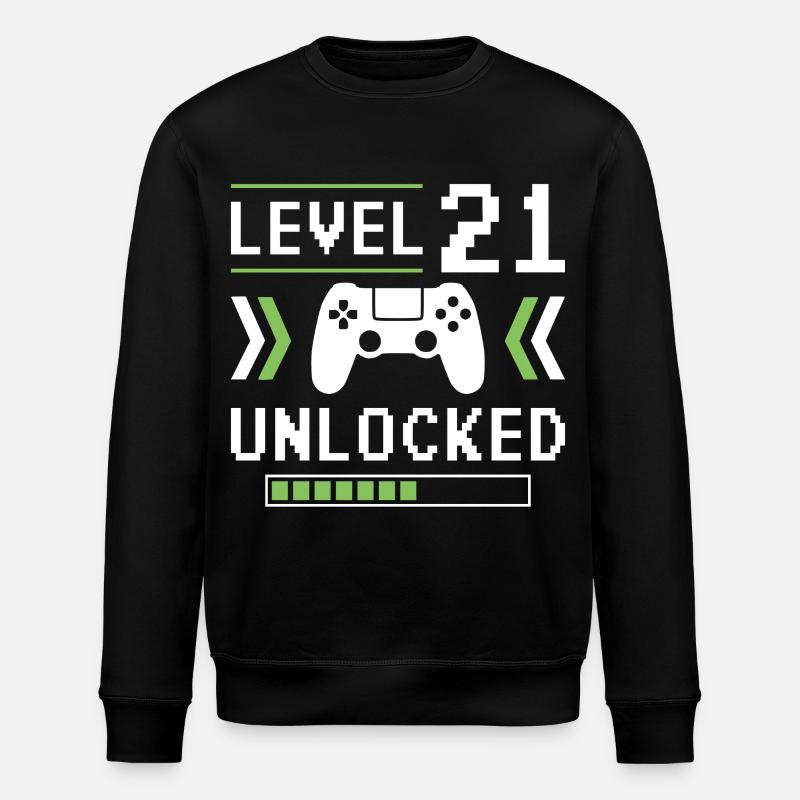 21st Birthday Level 21 unlocked - Stanley/Stella ROLLER Unisex Organic Sweatshirt - black