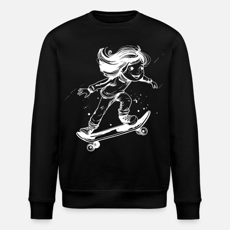 Dessin de fille en skateboard - Sweat bio ROLLER Stanley/Stella Unisexe - noir