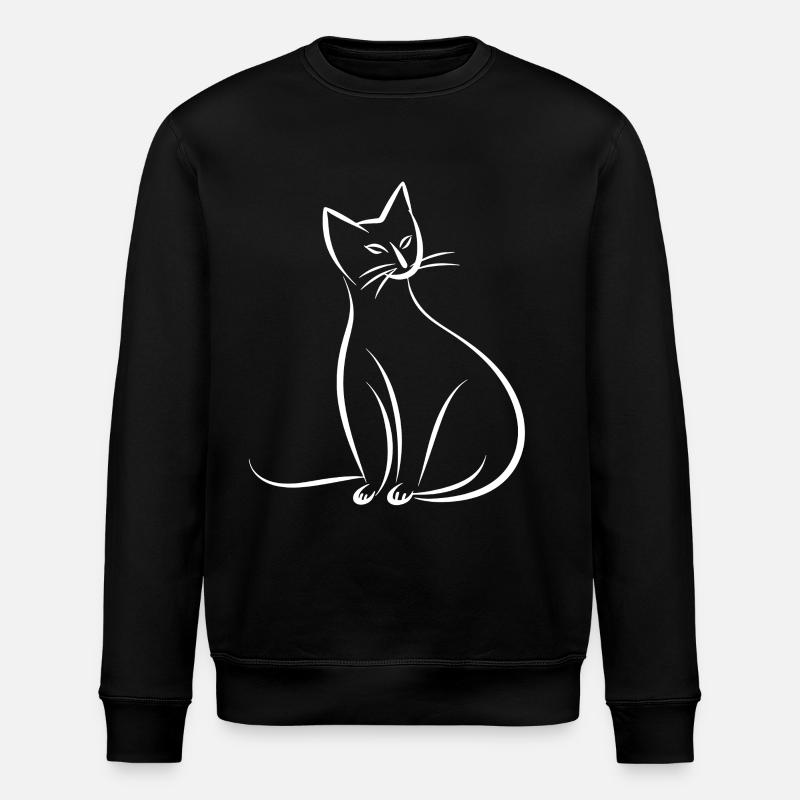 Katze Zeichnung - Stanley/Stella Unisex Bio-Sweatshirt ROLLER - Schwarz