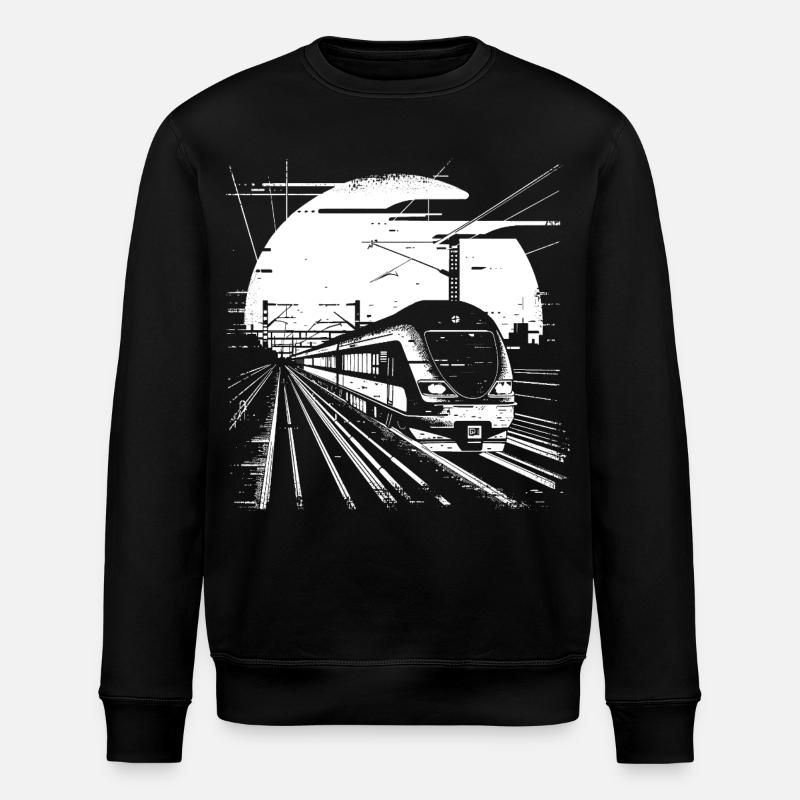 Eisenbahn Zeichnung - Stanley/Stella Unisex Bio-Sweatshirt ROLLER - Schwarz