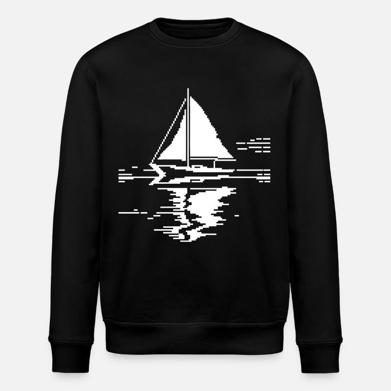 Segelboot Pixel Grafik - Stanley/Stella Unisex Bio-Sweatshirt ROLLER - Schwarz