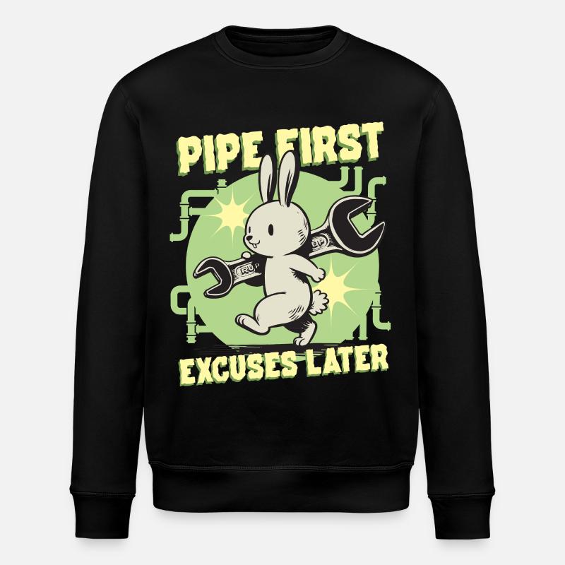 Pipelayer Pipe Builder Pipe First - Stanley/Stella ROLLER Unisex Organic Sweatshirt - black