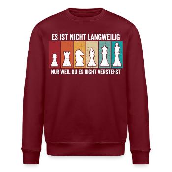 Retro Schach Figuren – Vintage Chess Design - Stanley/Stella Unisex Bio-Sweatshirt ROLLER - Burgunderrot - Vorne - Nik (191cm)