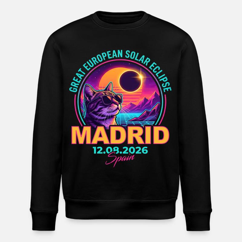 Solar Cat Madrid Eclipse 2026 - Stanley/Stella ROLLER Unisex Organic Sweatshirt - black