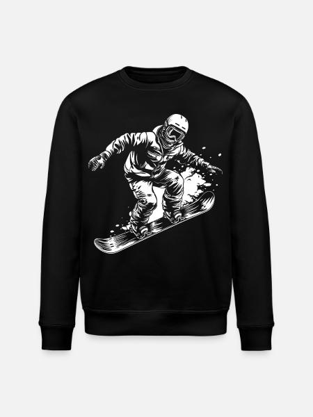 Snowboarder Drawing - Stanley/Stella ROLLER Unisex Organic Sweatshirt - black