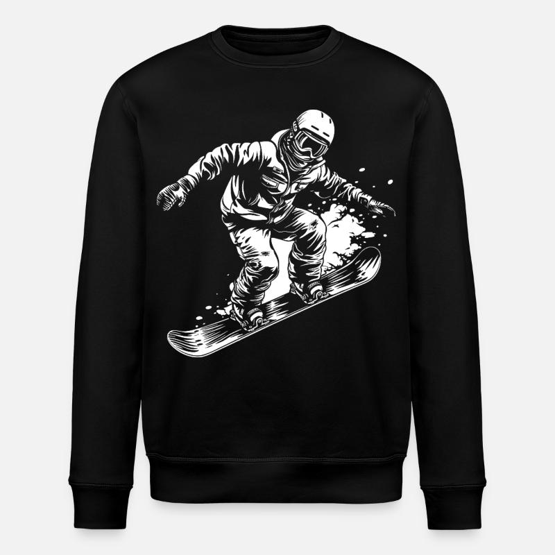 Snowboarder Drawing - Stanley/Stella ROLLER Unisex Organic Sweatshirt - black