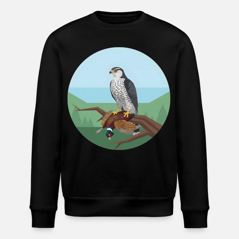 Goshawk with pheasant - Stanley/Stella ROLLER Unisex Organic Sweatshirt - black