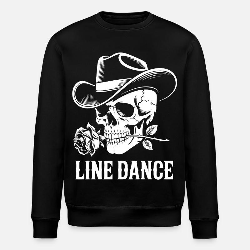 Line Dance Totenkopf mit Rose - Stanley/Stella Unisex Bio-Sweatshirt ROLLER - Schwarz