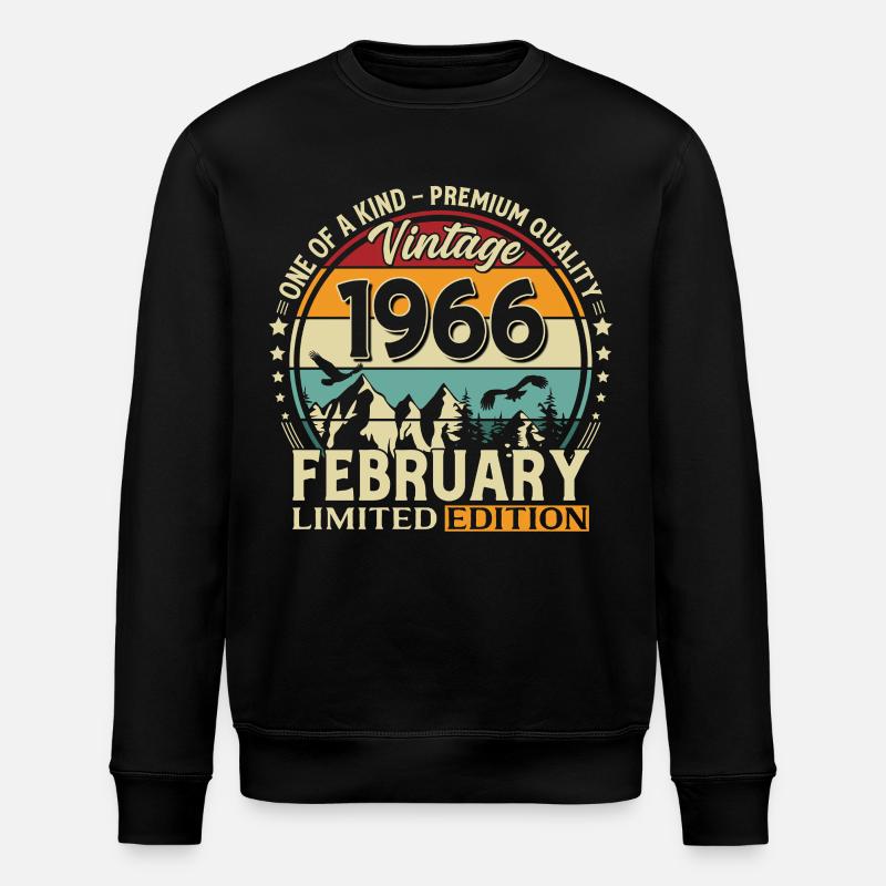 60e anniversaire février 1966 Millésime - Sweat bio ROLLER Stanley/Stella Unisexe - noir