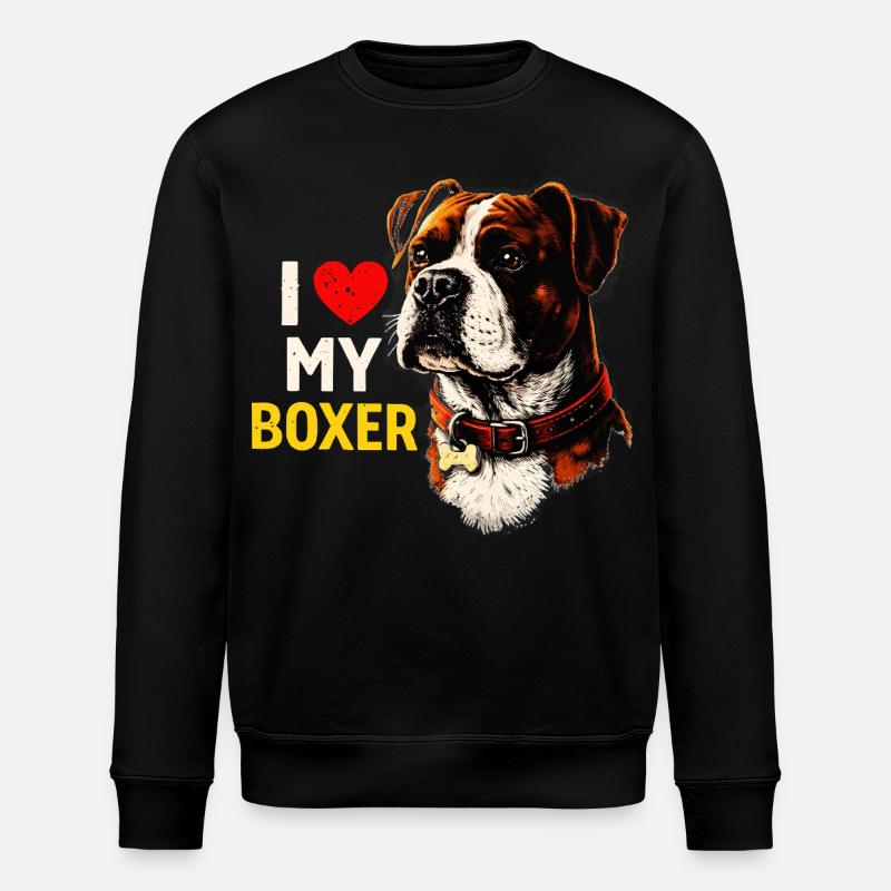 Ich Liebe mein Boxer - Stanley/Stella Unisex Bio-Sweatshirt ROLLER - Schwarz