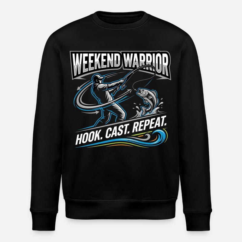 Weekend Warrior Hook Cast Repeat Angler - Stanley/Stella ROLLER Unisex Organic Sweatshirt - black