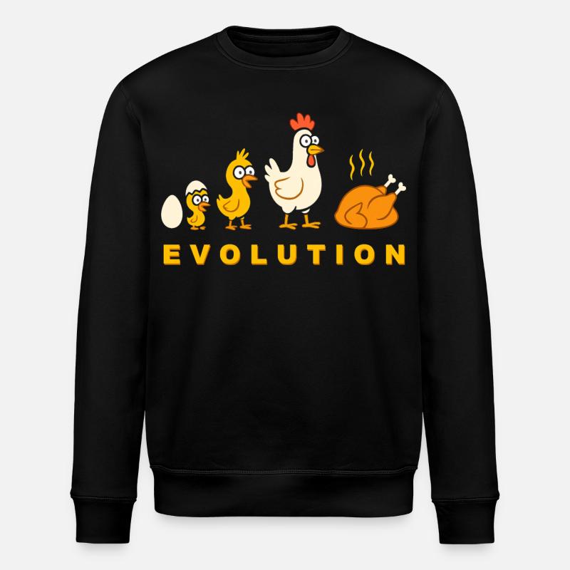 Evolution Chicken Broiler Chicken Funny - Stanley/Stella ROLLER Unisex Organic Sweatshirt - black