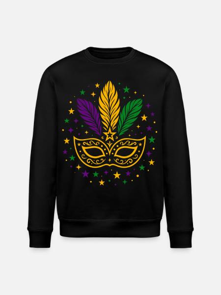 Carnival Mask with Feathers & Stars - Stanley/Stella ROLLER Unisex Organic Sweatshirt - black
