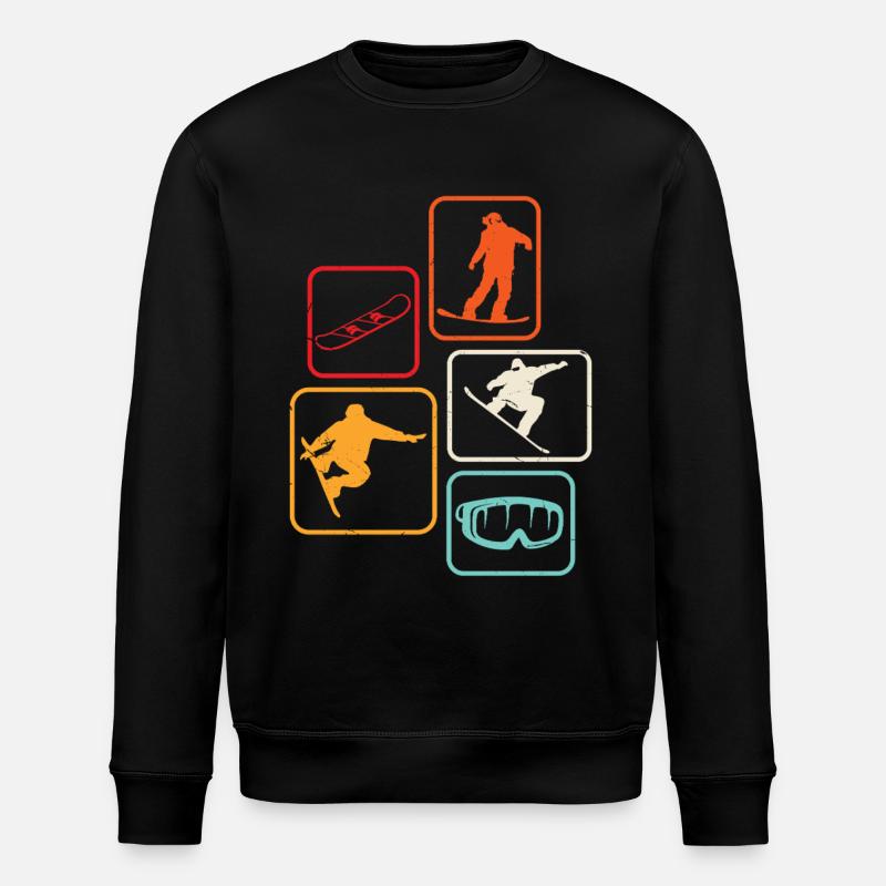 Snowboard retro Snowboarding Skiing - Stanley/Stella ROLLER Unisex Organic Sweatshirt - black