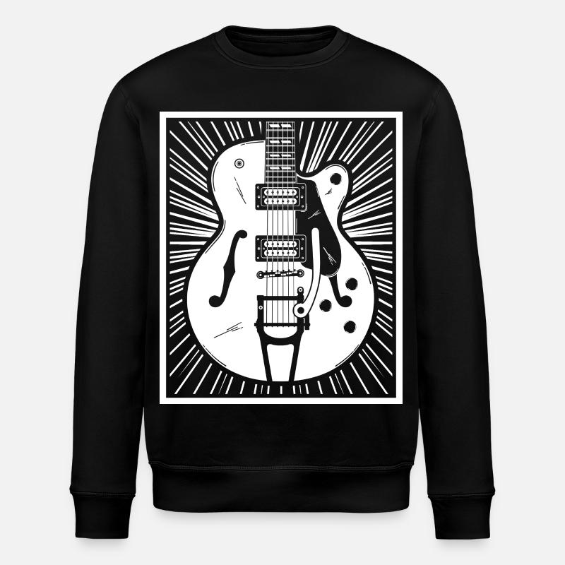 Retro-Gitarren-Silhouette - Stanley/Stella Unisex Bio-Sweatshirt ROLLER - Schwarz