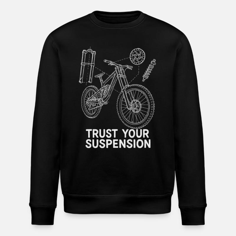 Downhill MTB Exploded Drawing – Suspension Art - Stanley/Stella ROLLER Unisex Organic Sweatshirt - black