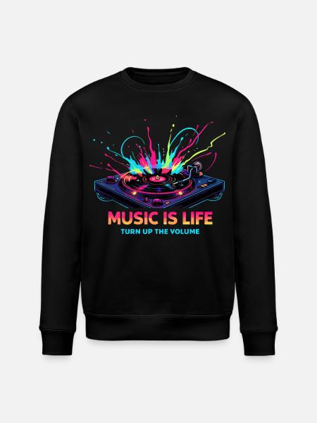 Music Is Life Turntable Beat - Stanley/Stella Unisex Bio-Sweatshirt ROLLER - Schwarz