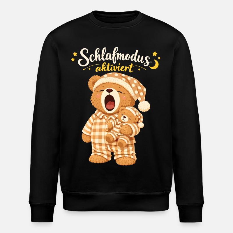 Schlafshirt Schlafen Pyjama Teddybär Schlafmodus - Stanley/Stella Unisex Bio-Sweatshirt ROLLER - Schwarz